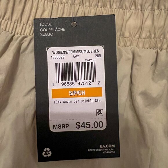 🏷️ NWT Under Armour Women's Flex Woven 3in Crinkle Shorts Light Tan Size S - Picture 6 of 7